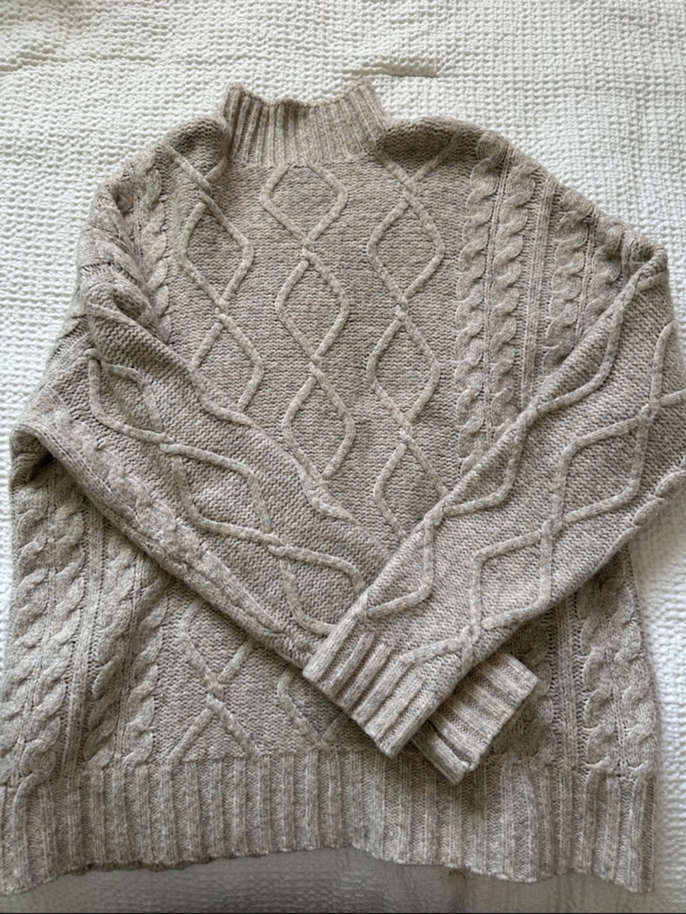 Forever 21 Beige Cable Knit Turtleneck Sweater